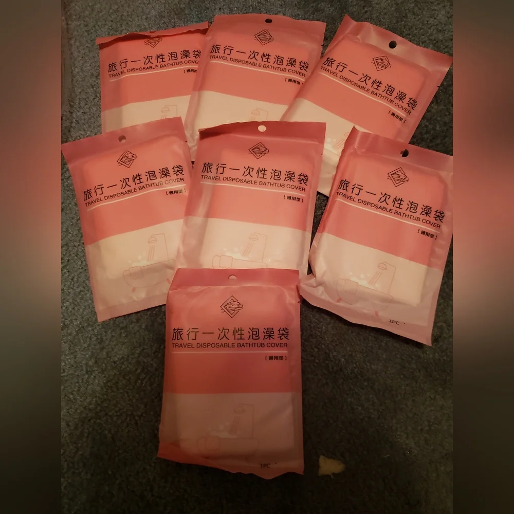 7 Pink Travel Disposable Bath Tub Covers